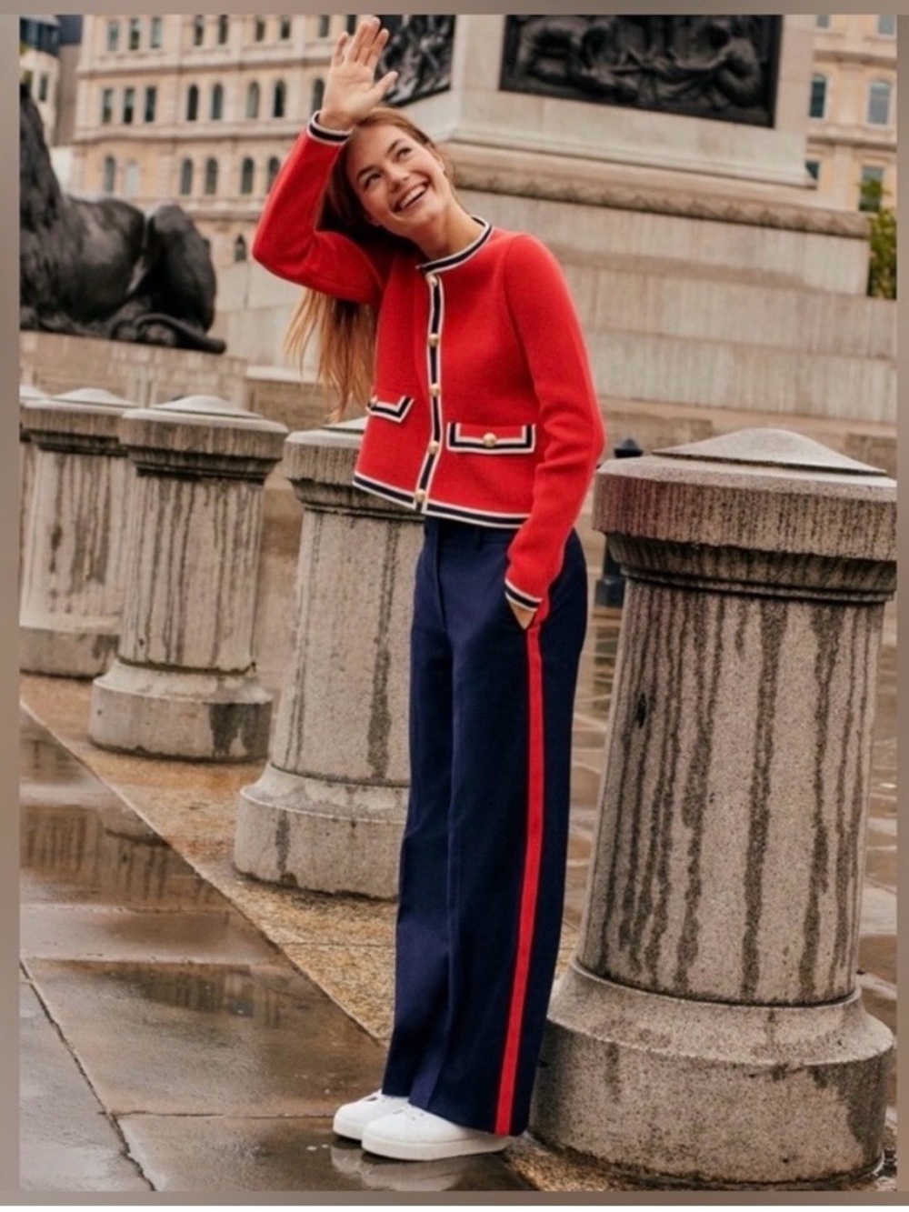 Boden - Red Knit with Gold Button Detail - Picture 3 of 11